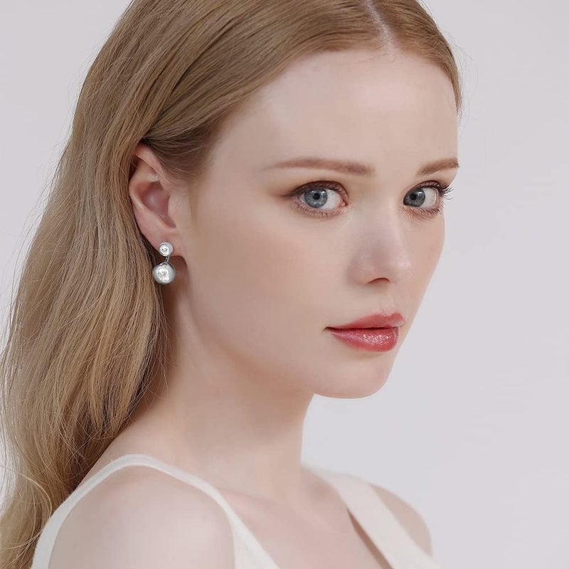 Surrounded Forest Store Double Ball Jacket Earrings for Women Front Back 2 in 1 Stud Earrings Pearl Ball Earrings - Image 3